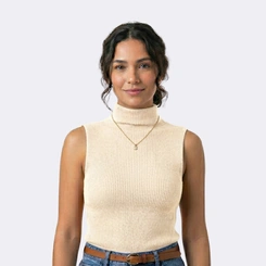 Blusa Feminina Garrafinha em Tricot Canelado