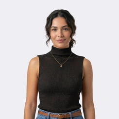 Blusa Feminina Garrafinha em Tricot Canelado