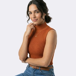 Blusa Feminina Garrafinha em Tricot Canelado