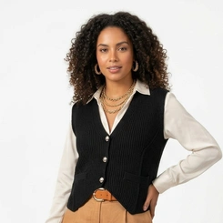 Colete Feminino em Tricot com Botões