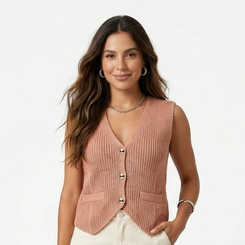 Colete Feminino em Tricot com Botões