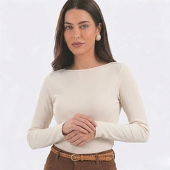 Blusa Feminina Canelada Manga Longa Venice