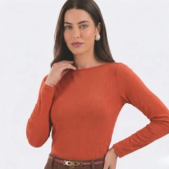Blusa Feminina Canelada Manga Longa Venice
