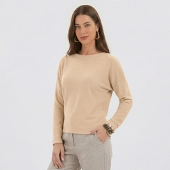 Blusa Feminina Malha Texturizada Manga Longa