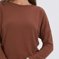 Blusa Feminina Malha Texturizada Manga Longa