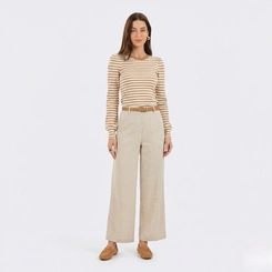 Blusa Feminina Canelada Listrada Com Punho