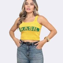 Cropped Brasil Tricot Premium