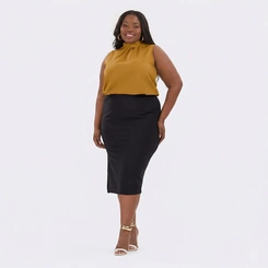 Saia Lápis Feminina Tecido Cotelê Plus Size