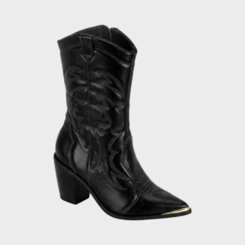 Bota Feminina Western Cano Médio E Salto Bloco Vizzano