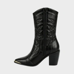 Bota Feminina Western Cano Médio E Salto Bloco Vizzano
