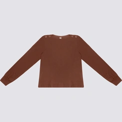 Blusa Feminina Manga Longa Com Detalhes Nos Ombros Rovitex