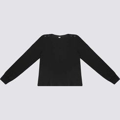 Blusa Feminina Manga Longa Com Detalhes Nos Ombros Rovitex
