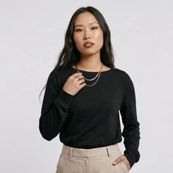 Blusa Feminina Manga Longa Com Detalhes Nos Ombros Rovitex