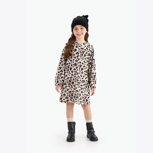 Vestido Infantil Manga Longa Menina Animal Print Oncinha Rovitex