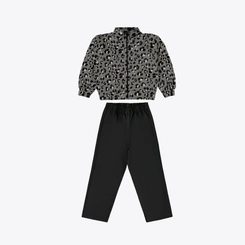 Conjunto Infantil Menina Animal Print Oncinha Manga Longa Rovitex