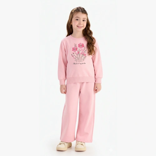 Conjunto Infantil Menina Moletom Manga Longa E Calça Wide Leg Rovitex