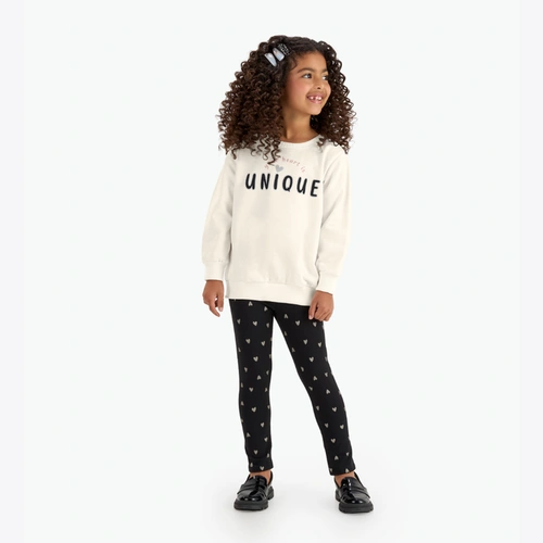 Conjunto Infantil Menina Moletom Manga Longa Estampado Rovitex