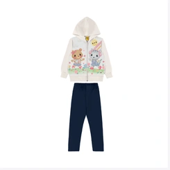 Conjunto Infantil Menina Moletom Aberto Com Capuz E Legging Rovitex