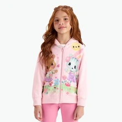 Conjunto Infantil Menina Moletom Aberto Com Capuz E Legging Rovitex