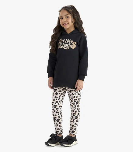 Conjunto Juvenil Menina Moletom Manga Longa Animal Print Rovitex
