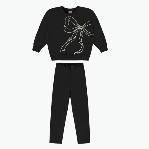 Conjunto Juvenil Menina Moletom Manga Longa Laço Rovitex