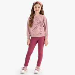 Conjunto Juvenil Menina Moletom Manga Longa Laço Rovitex