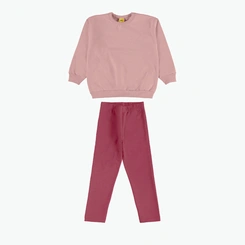 Conjunto Juvenil Menina Moletom Manga Longa Liso Com Strass Rovitex
