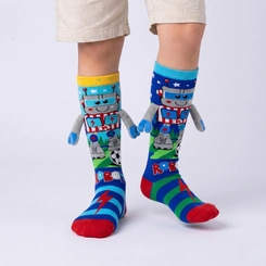 Meia Divertida Maluca 3D Infantil Cano Alto Personagens