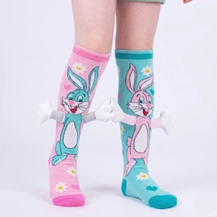 Meia Divertida Maluca 3D Infantil Cano Alto Personagens