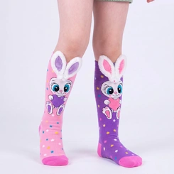 Meia Divertida Maluca 3D Infantil Cano Alto Personagens