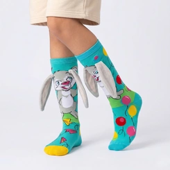 Meia Divertida Maluca 3D Infantil Cano Alto Personagens