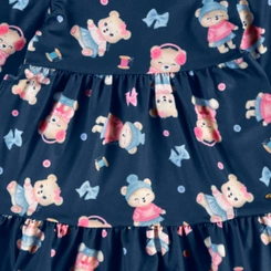 Vestido Bebê Menina Manga Longa Ursinhos Upalôo