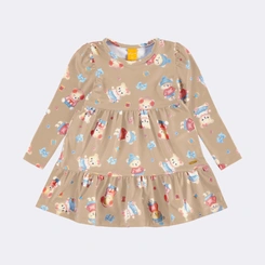 Vestido Bebê Menina Manga Longa Ursinhos Upalôo