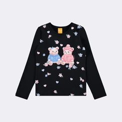 Blusa Infantil Manga Longa Ursinhos Upalôo