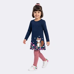 Vestido Infantil Com Manga Longa Esquilo Upalôo
