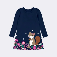 Vestido Infantil Com Manga Longa Esquilo Upalôo