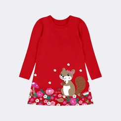 Vestido Infantil Com Manga Longa Esquilo Upalôo