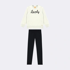 Conjunto Juvenil Feminino Moletom Manga Longa E Legging Lovely Upalôo