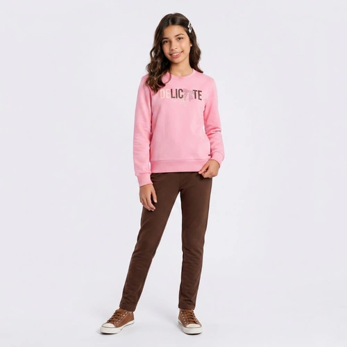 Conjunto Juvenil Feminino Moletom Manga Longa E Legging Delicate Upalôo