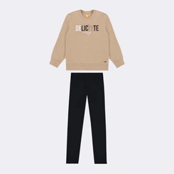 Conjunto Juvenil Feminino Moletom Manga Longa E Legging Delicate Upalôo