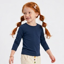Blusa Infantil Menina Manga Longa Básica Lisa Upalôo