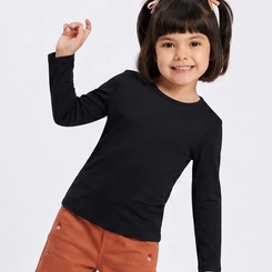 Blusa Infantil Menina Manga Longa Básica Lisa Upalôo