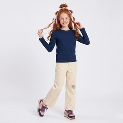 Blusa Juvenil Feminina Manga Longa Básica Lisa Upalôo