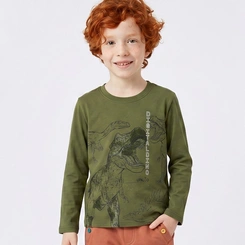 Camiseta Infantil Menino Manga Longa Dinossauro Upalôo