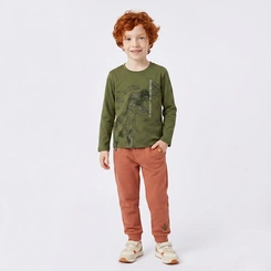 Camiseta Infantil Menino Manga Longa Dinossauro Upalôo