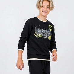 Conjunto Juvenil Menino Moletom Manga Longa Emoji Upalôo