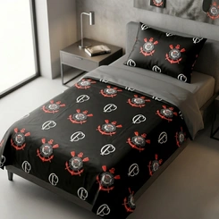 Jogo De Cama Solteiro Time Corinthians Toque De Seda 3 Peças