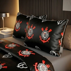 Jogo De Cama Casal Time Corinthians Toque De Seda 4 Peças Jolitex
