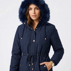 Parka Jaqueta Feminina Forrada Com Capuz Peluciado