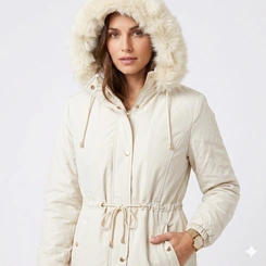 Parka Jaqueta Feminina Forrada Com Capuz Peluciado